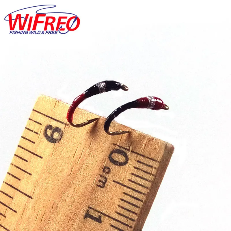 

Wifreo [6PCS] #14 Red & Black Larva Pan Fish Fly White Fish Blue Gill Perch Fishing Nymph Lure