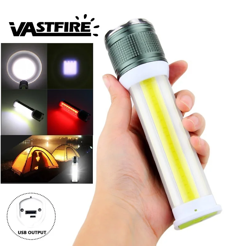 

Outdoor Zoomable Rechargeable Flashlight 3 mode super bright Portable COB LED Powerful Worklight for Outdoor Hiking Emergencies