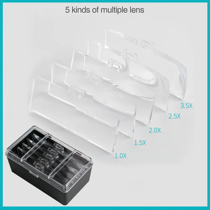 1.0X 1.5X 2.0X 2.5X 3.5X Регулируемая 5 линза Лупа светодиодный светильник головная повязка Лупа стекло светодиодный увеличительное стекло es с лампой