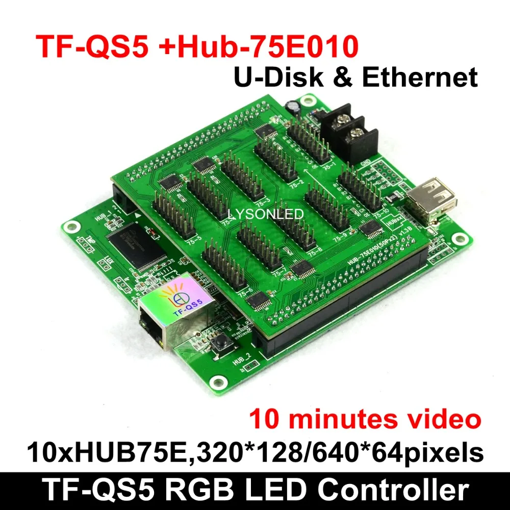 

Beautiful P4 P5 P6 LED Video Card TF-QS5 320x128Pixels Gigabit Ethernet+U-disk Support Any Scan Mode 10 Minutes Video Capacity