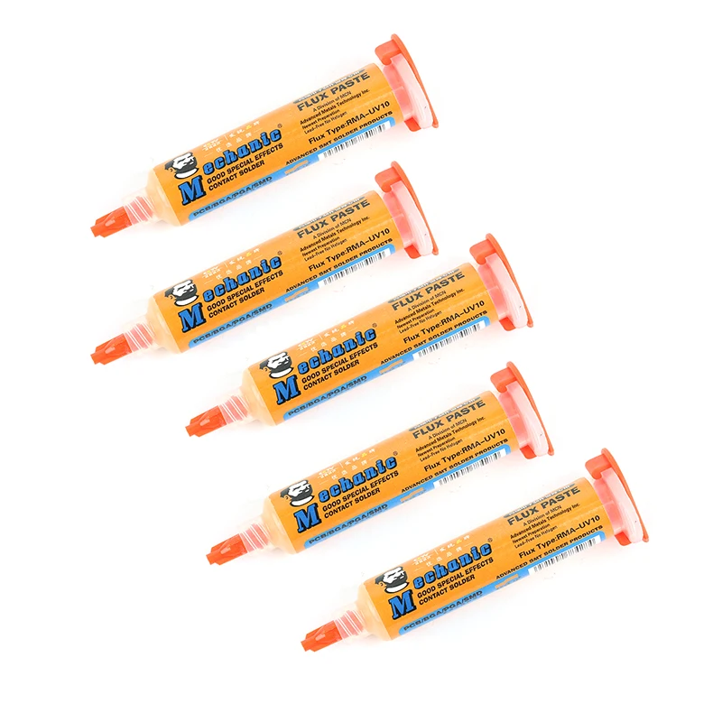 

Free shipping 5PCS/lot Mechanic RMA-UV10 10cc Soldering paste Flux for Soldering iron BGA solder station Tin Cream BGA flux