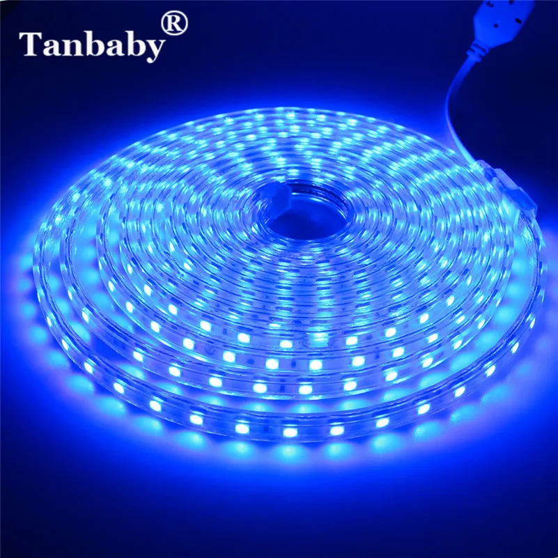 Светодиодная лента SMD 5050 220В LEDled газа водонепроницаемый гибкие бар свет 60led/М 6 М~ 25 М с вилкой ЕС открытый украшения сада