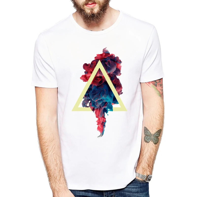 Color Abstract art Design Pattern Short Sleeves T Shirt Men's Casual