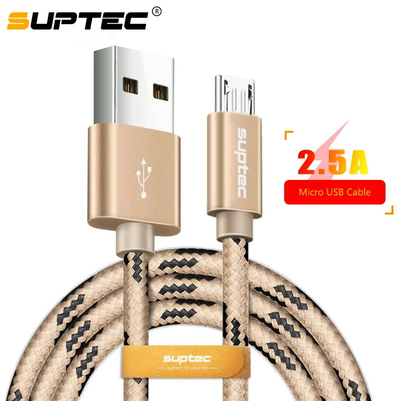 SUPTEC Micro USB кабель, 2.5A Быстрая зарядка и синхронизация данных кабели зарядного устройства универсальный для samsung Xiaomi huawei zte Android мобильный телефон