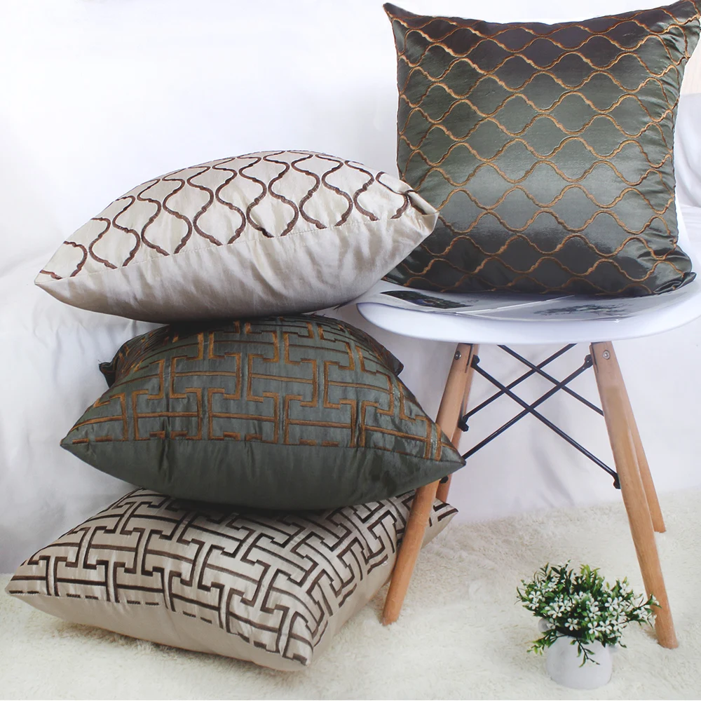 

Free Shipping custom 30X45cm 35X50cm Polyester Silk Look Fabric Bonded Embroidery Cushion Cover HT-PCTEC-H-A-L