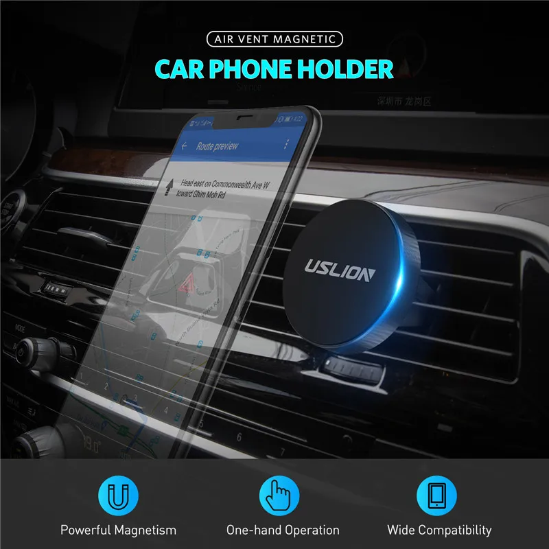 USLION Magnetische Auto Telefon Halter Air Vent Halterung Für iPhone XS MAX X 8 7 6 Plus Ständer Ma
