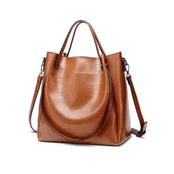 AUAU-Повседневное большой Ёмкость Для женщин сумка из искусственной кожи дамы ведро сумка мягкая для покупок через плечо сумка