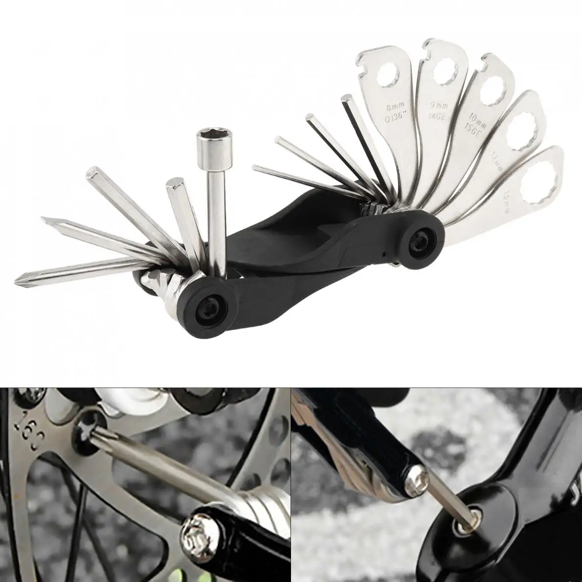 Best 15 in 1 Split Type Portable Multifunctional Bicycle Tool Kit with Offset Spanner and Wrenches