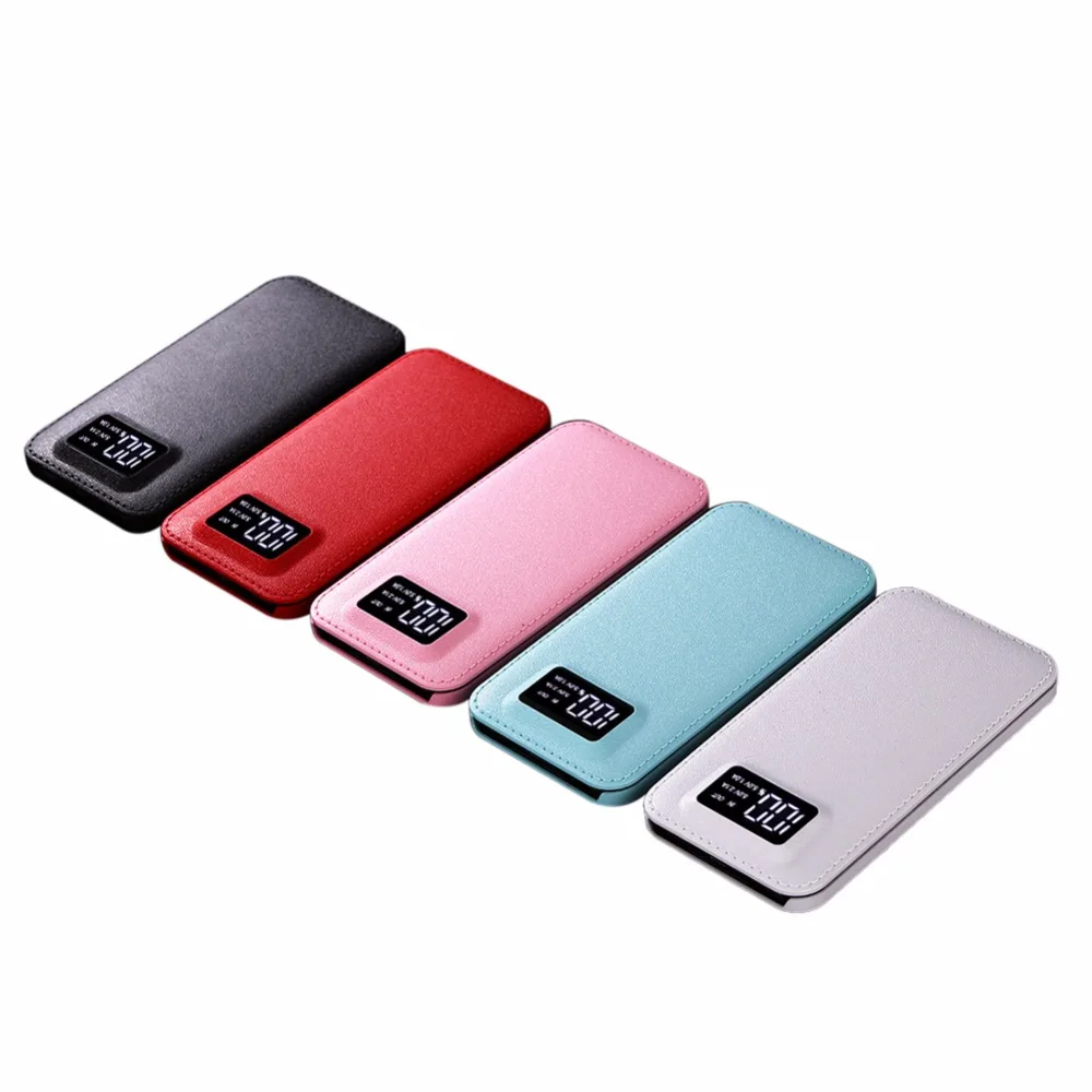 Тонкий внешний аккумулятор 20000 мАч PoverBank 2 USB LCD Powerbank Портативный мобильный