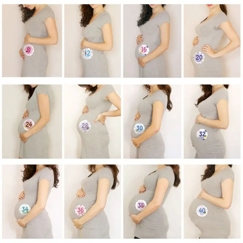 

14 Pcs/Set Month Sticker Pregnant Women Photography Monthly Adhesive Stickers Landmark Floral Coming Soon Belly Clothing Decorat