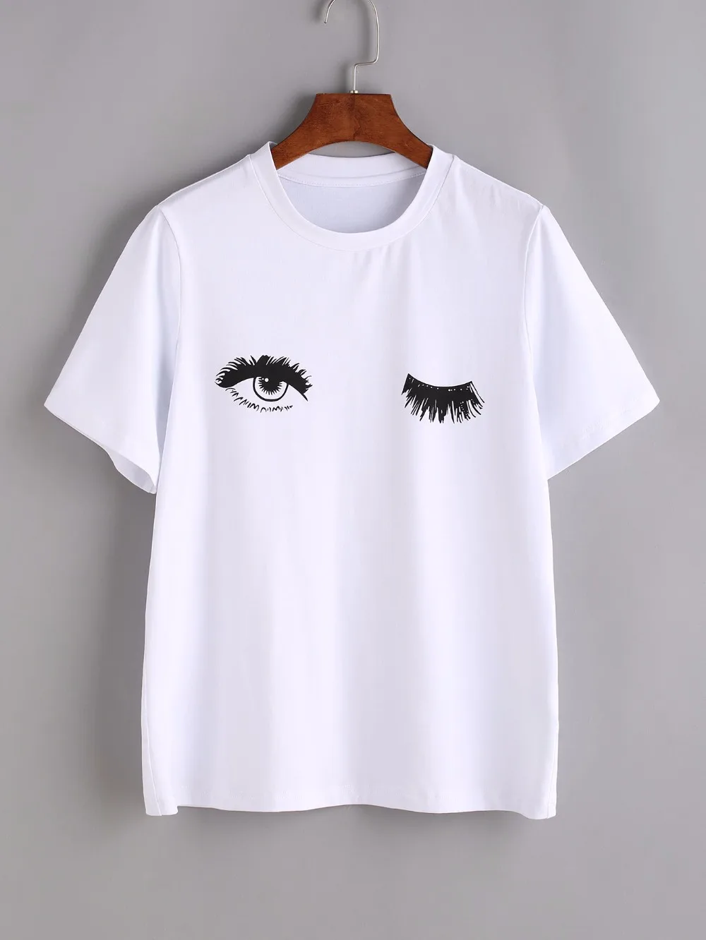 Wink Eyes Print Tee Sexy t shirt Women Printed tshirt summer style