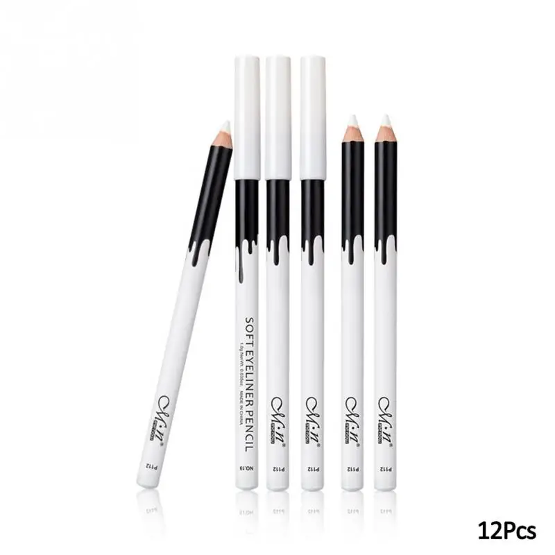 12PCS/Lot white Make Up Beauty Pen Eyeliner Eye Liner Pencil Eyebrow Eyeshadow Cosmetics Eyes Makeup Tools