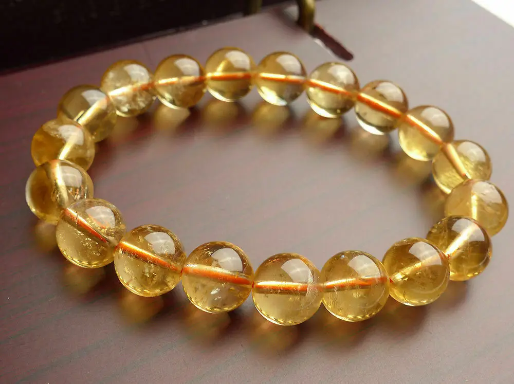 

6/8/10mm 100% Natural Yellow Citrine Quartz Crystal Beads Bracelet 7.5'' AAA