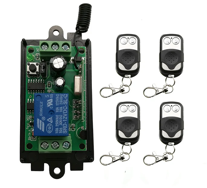 

DC 9V 12V 24V 1 CH 1CH Radio Controller RF Wireless Push Remote Control Switch Transmitter+Receiver Garage Door/ window /lamp
