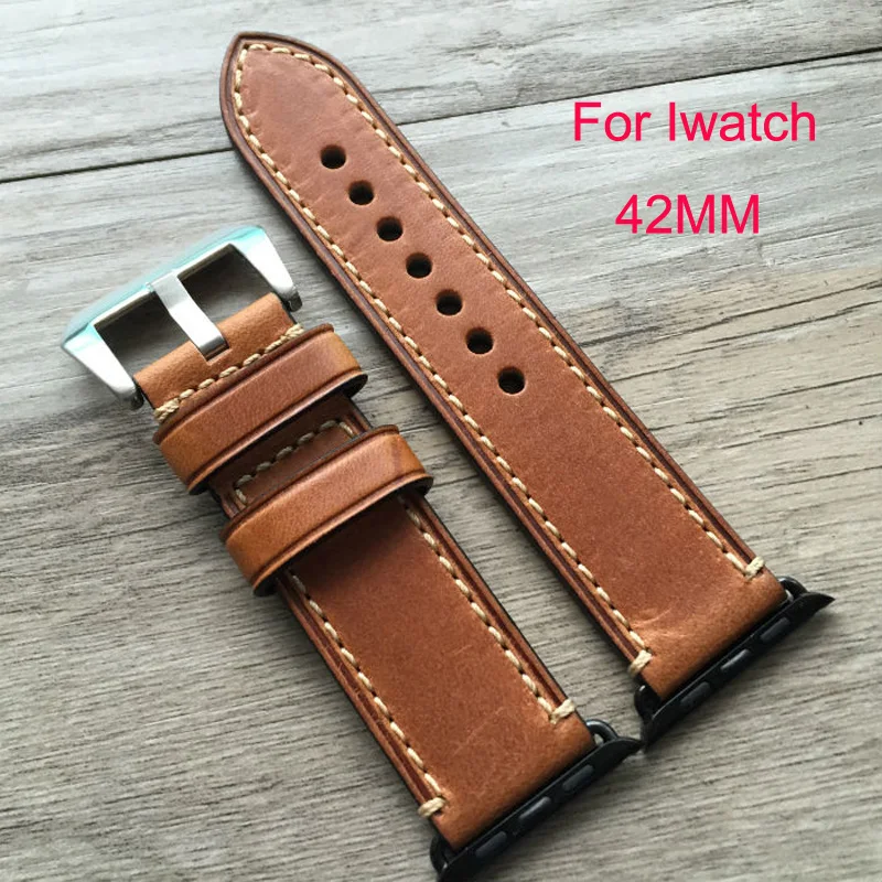 Genuine Assolutamente Leather Watch Strap Handmade Padded Band Bracelet for Iwatch Apple Watch band 42mm