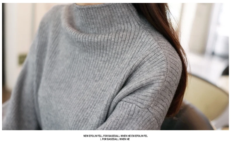 Весна Осень корейский женский свитер с высоким воротником Свободный летучая мышь-фонарь рукав сплошной цвет пуловер свитер Q1253