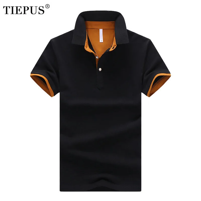 

TIEPUS Solid Color Men's Business Polo Shirt High Quality Men's Cotton Short-Sleeved Shirt Summer Shirt Size M-4XL