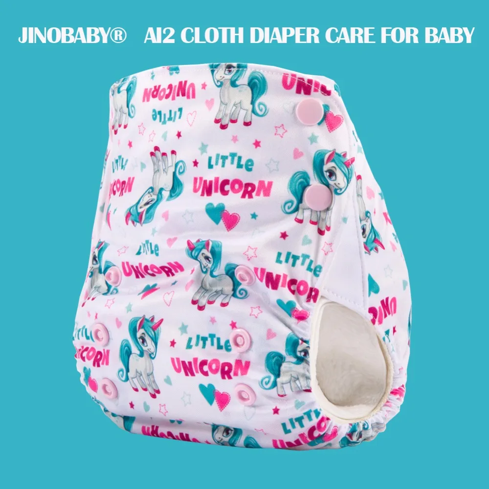 

JinoBaby Bamboo Diapers One Size Cloth Nappy Changing Baby Diaper AIO - My Unicorn