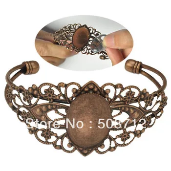 

DIY bracelet findings - Copper Bracelet Base,bangle blank,insize18x 25mm oval base,Vintage pattern copper bracelets