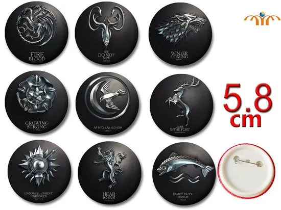 

Giancomics Hot Game of Thrones Pins Set Movie Character Button PVC Cool Pattern Badges Brooch Chestpin Ornament Accessory Gifts