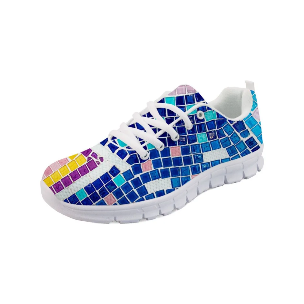 

Noisydesigns Women Sneakers Shoe Women Modern Colorful Mondrian Grid Nurse Pattern Flats For Female Ladies Girls Lightweight -AQ