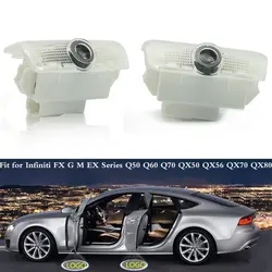 2X светодио дный автомобиль-Стайлинг Дверь Проектор Лазерная Логотип Свет подсветка в дверь для Infiniti Q50 Q60 Q70 QX50 QX56 QX70 QX80 FX г серии EX