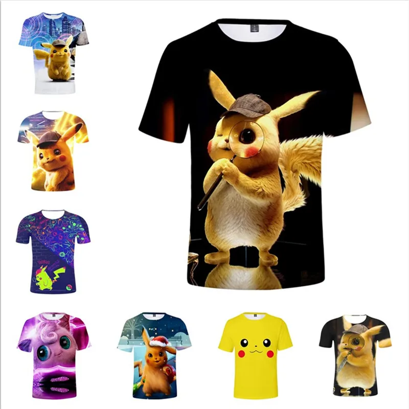 

Detective t shirt Pikachu cosplay pikachu costume pikachu Figure sumeer tshirt tee For Kids GIRL Boy cosplay Party clothes Women