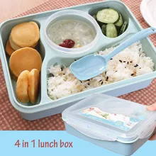 Новая мода 4 в 1 для ланча бэнто коробка пищевой термос с подогревом контейнер с суповой чашей еда разделенные клетки кухонные обеденные инструменты