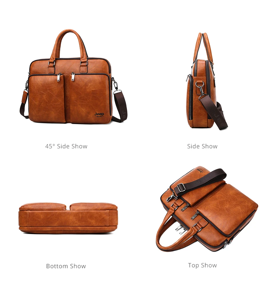 JEEP BULUO, брендовый мужской портфель, большая вместительность, кожа, Повседневная сумка на плечо для мужчин, для ноутбука, деловые сумки, сумки, высокое качество, Новинка