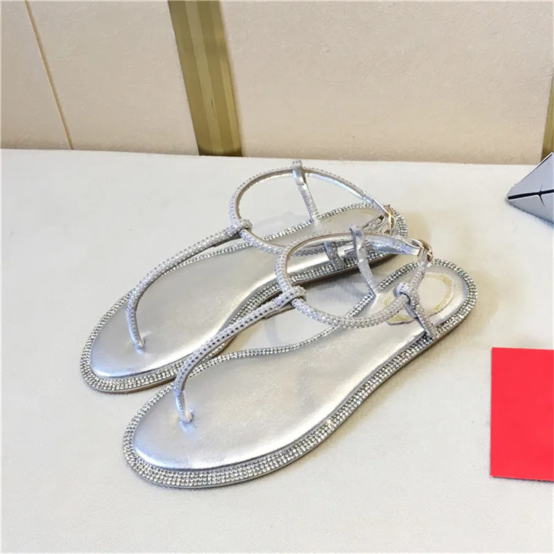 Cheap Luxury Crystal Women Shoes Sandals Summer Flip Flops Flats Fashion Cross Strap Flat Sandals Gladiator Shoes 6