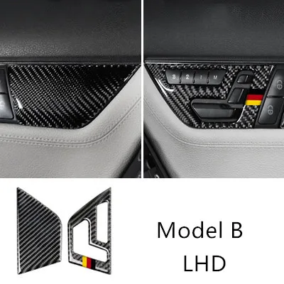 Стильные дверные кнопки сидений из углеродного волокна, декоративные наклейки для Mercedes Benz C Class W204, аксессуары для интерьера - Название цвета: Model B Tircolor