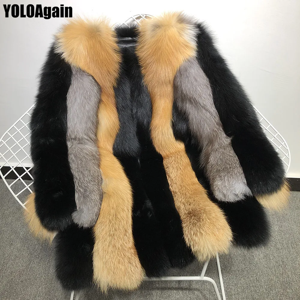 

YOLOAgain women's real fur coat ladies fashion fox fur coat