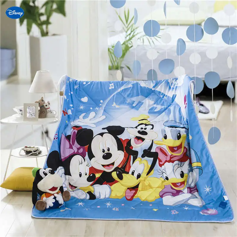 

Blue Disney Mickey Mouse Family Donald Quilts Summer Cotton Fabric Comforter Bedding Babies Boys Kids Bed Cover Coverlet Cartoon