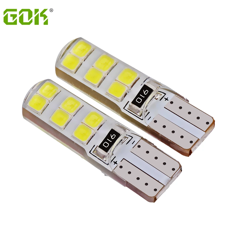

100pcs Car LED T10 led 12smd led 2835 194 W5W DC12V t10 Silicone shell LED Light Bulb Led Parking Fog light Auto