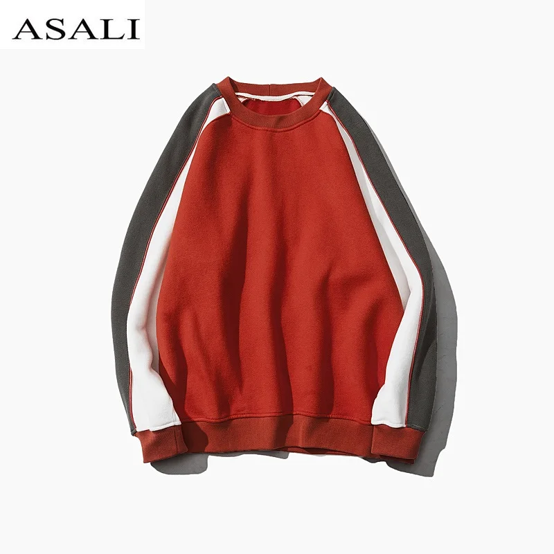

ASALI Men's Sweatshirts and Hoodies Men Sweatshirt Hip hop Spring O-Neck Patchwork Pullover Casual Clothing Hoody Male XS-3XL