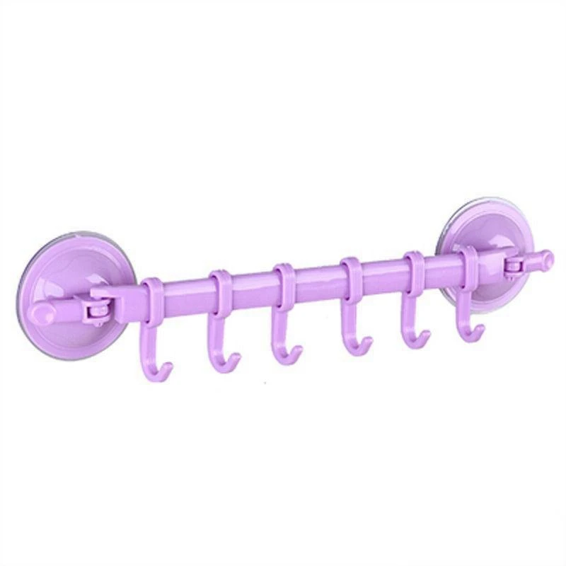 6 крючков, настенная вешалка для хранения, кухонный подвесной держатель, красочные присоски, крючки для дома, аксессуары для ванной комнаты - Цвет: Purple