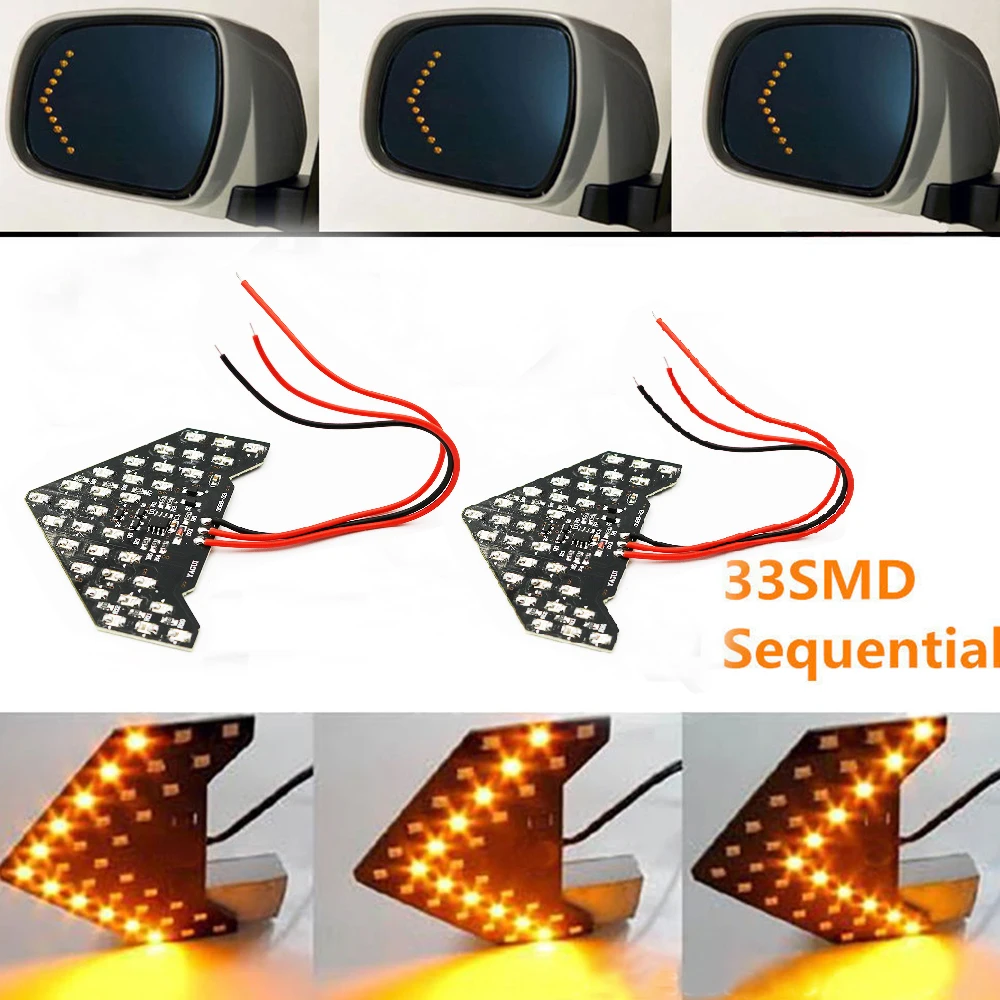 

Yushuangyi 2PCS/Lot!! 33 SMD Sequential Led Lights Arrows Lamp Indicator Safe led Panels Car Side Mirror Turn Signal 33 LED