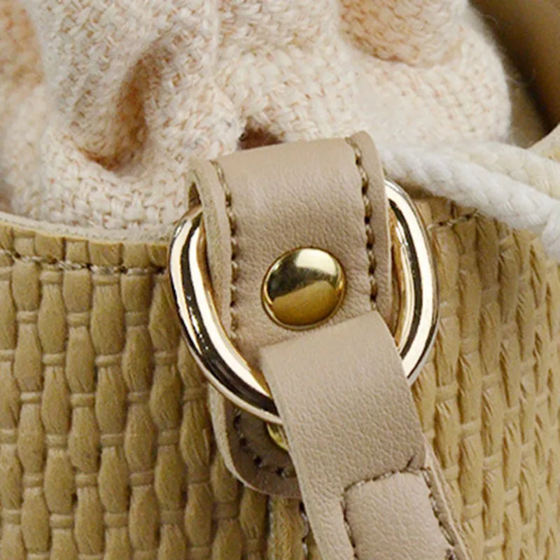 Summer Fashion Women Drawstring Straw Bags INS Popular Female Beach Travel Handbag Lady Knit Shoulder Bag Weave Crossbody SS3376 (3)