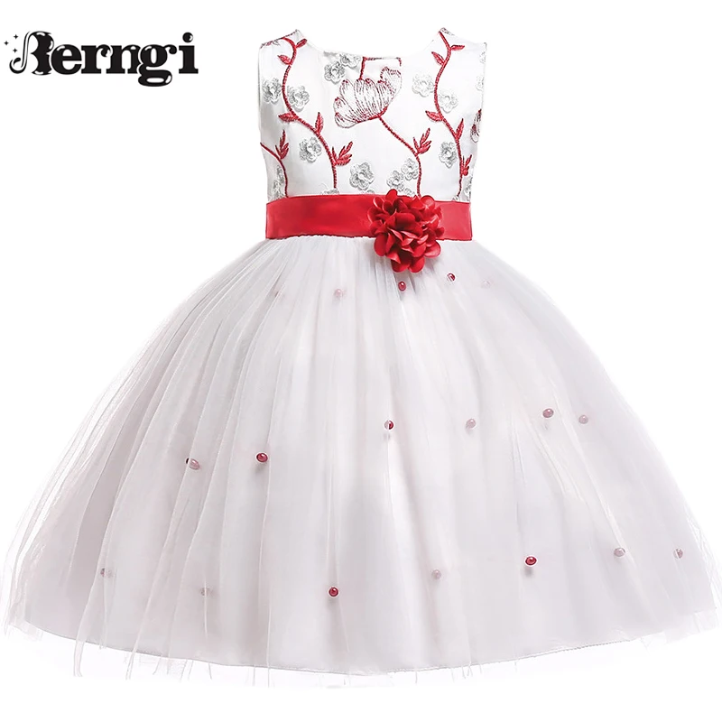 Berngi Kids Girls Embroidery Beads Wedding Flower Girl Dress Princess Party Pageant Formal Sleeveless Communion Dress Berngi Kids Girls Embroidery Beads Wedding Flower Girl Dress Princess Party Pageant Formal Sleeveless Communion Dress