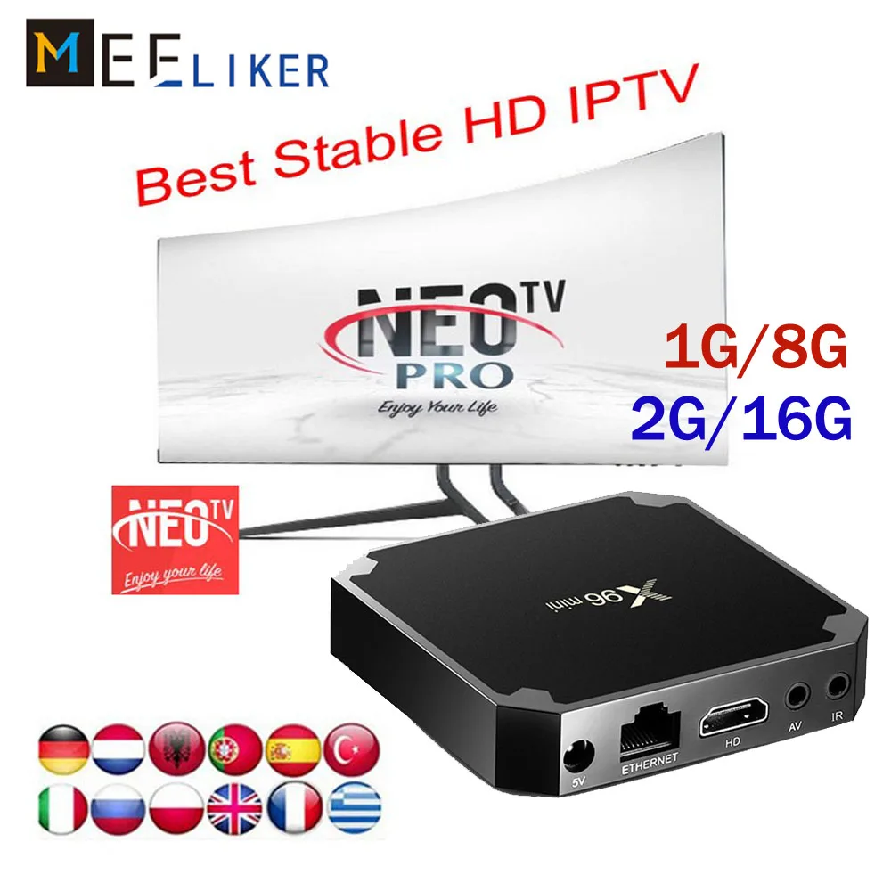 

2G/16G x96mini and Neotv pro French Iptv subscription Android smart tv box Arabic France Belgium neo one year iptv x96 mini 2GB