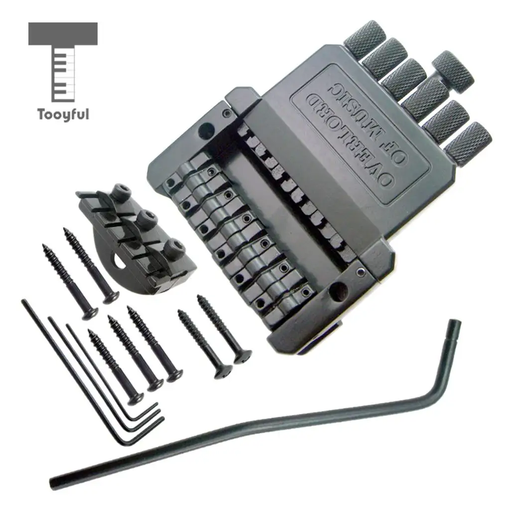 Tooyful 1 Set 6 String Saddle Headless Bridge Tailpiece with Screws for Electric Guitar Parts Replacement
