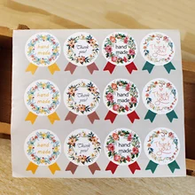 ¡Superventas! 60 unids/lote DIY pegatinas Vintage hechas a mano marca Kraft Sticker 5 hojas hechas a mano para regalo pastel hornear sellado adhesivo