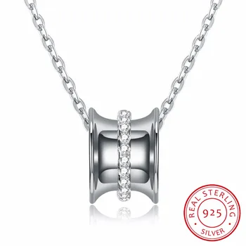 

Fashion sterling silver necklace Round bling female silver collier argent 925 vrai Pendant Necklace Cubic Zircon Lady Jewelry