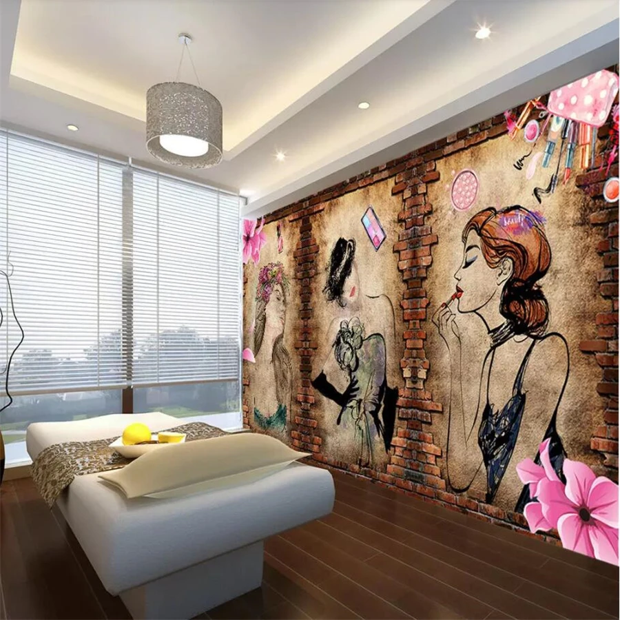 Beibehang пользовательские обои 3d Фреска корейский полуперманентный макияж тату магазин красота МАГАЗИН ногтей фон Обои фреска
