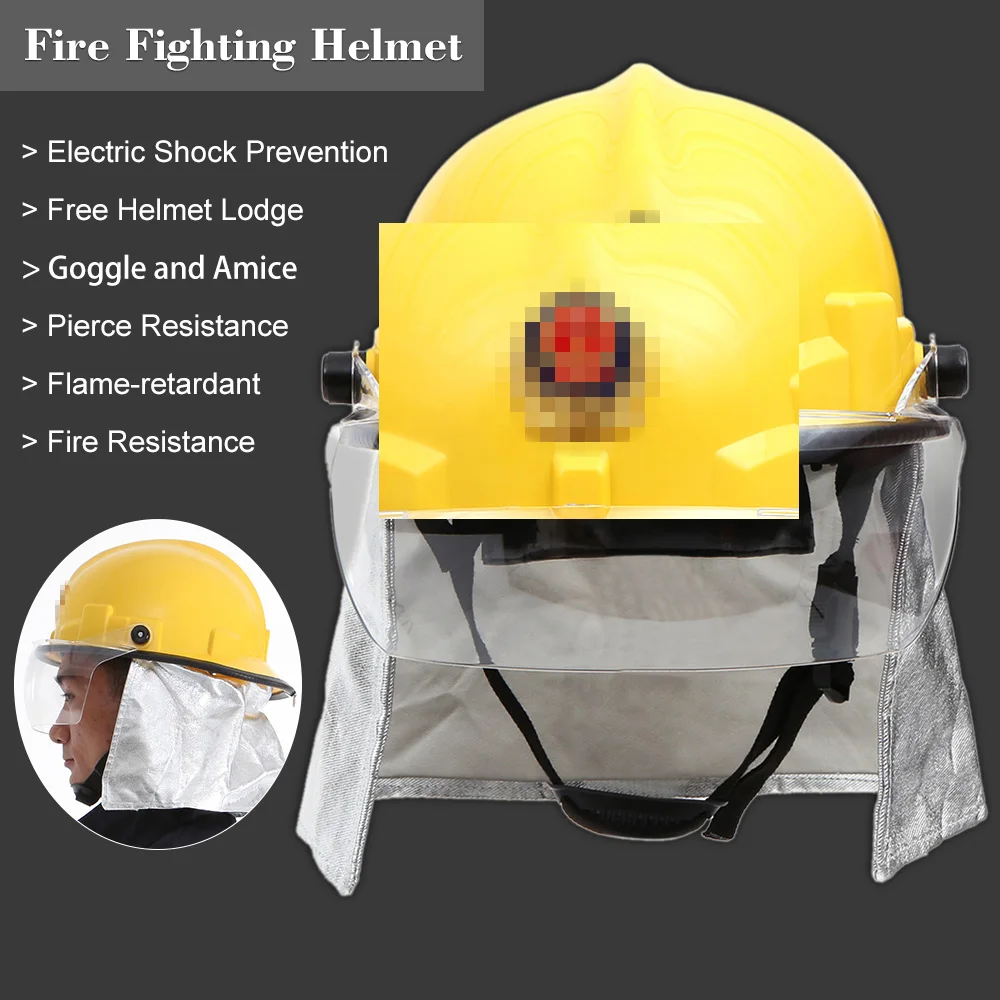 

Fire Proof Fireman's Safety Helmet Goggle Amice Electric Shock Prevention Flame-retardant Pierce Resistance Fire Fighting Helmet