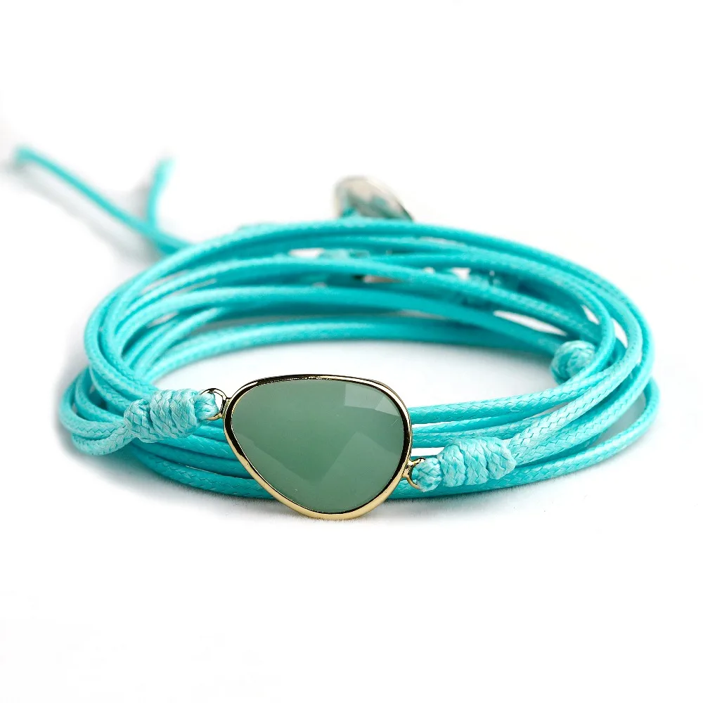 

Rope Wrap Bracelet Natural Stones Green Aventurine Boho Long Friendship Bracelet Unique Handmade Ethnic Bracelets Dropshipping