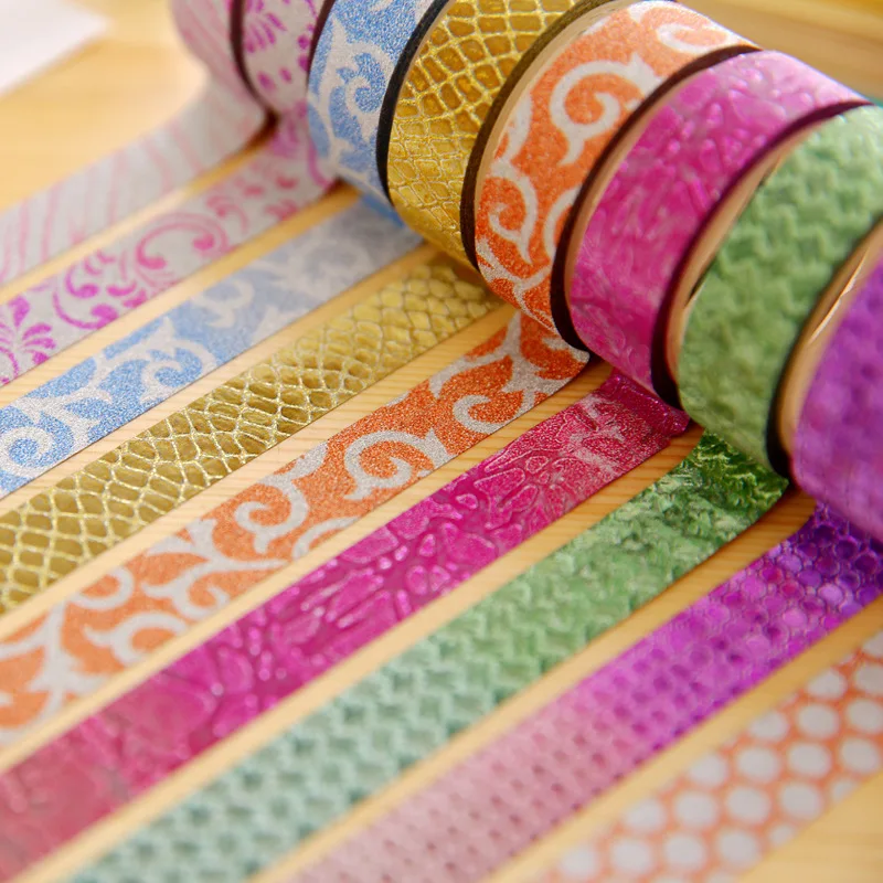 

5 Pcs 2018 Scrub Glitter Washi Sticky Roll DIY Decor Scrapbooking Sticker Masking Paper Decoration Tape Adhesive School Supplie