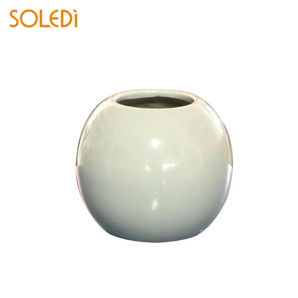 Мини ваза круглый шар керамическая керамика цветочный горшок завод украшение офиса - Цвет: gray