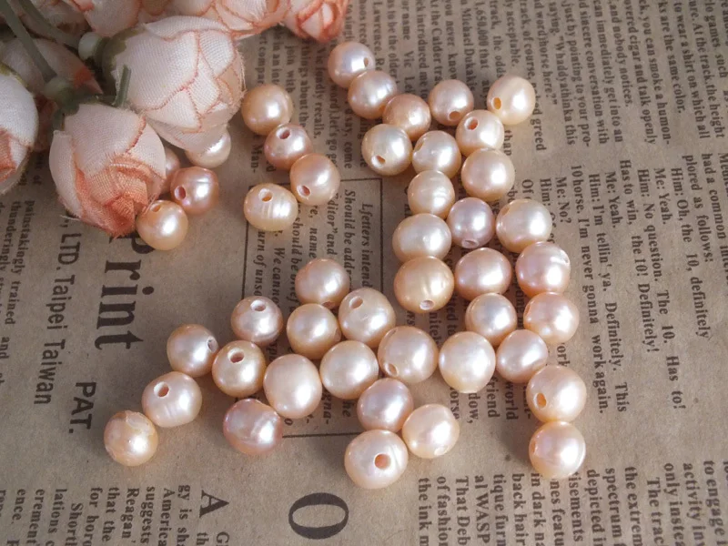 

Free ship!!! A-3425 200pcs/lot 9-10mm 2mm Big Hole Pink PotatoLoose Freshwater Pearl Beads