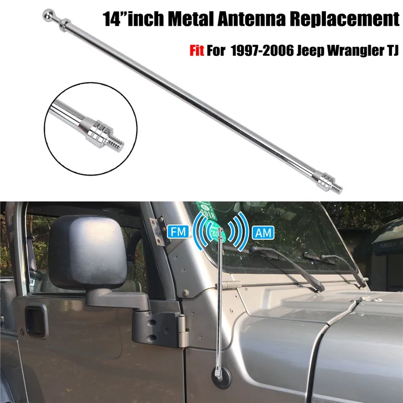 Для Jeep Wrangler TJ 1997-2006 антенна автомобильная радио антенна Алюминиевый автомобильный AM FM Усилитель Сигнала Антенна 1" капюшон двигателя боковая мачта